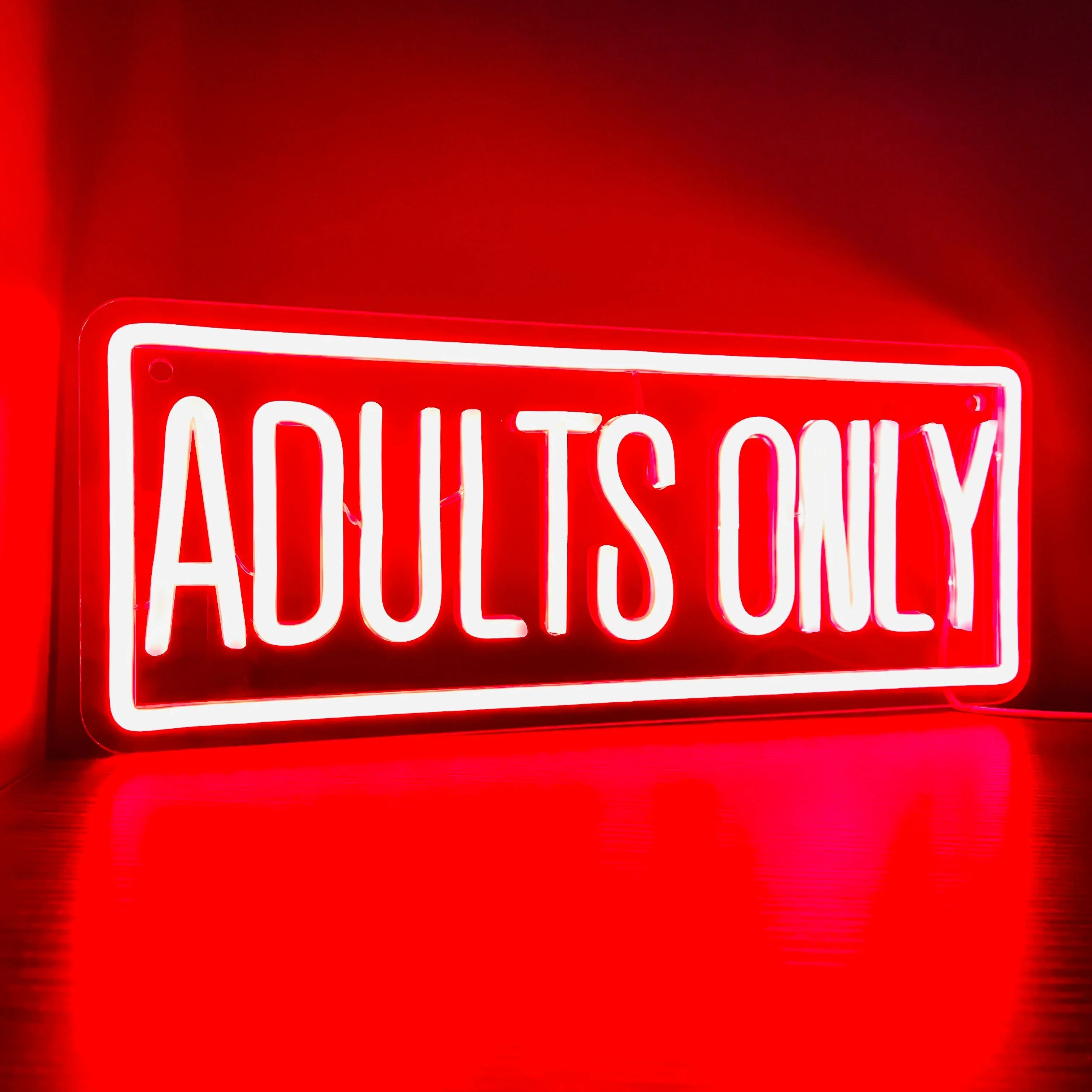 Bold Red 'Adults Only' Neon Sign: Versatile Wall Decor for Party, Bedroom & Man Cave USB-Powered