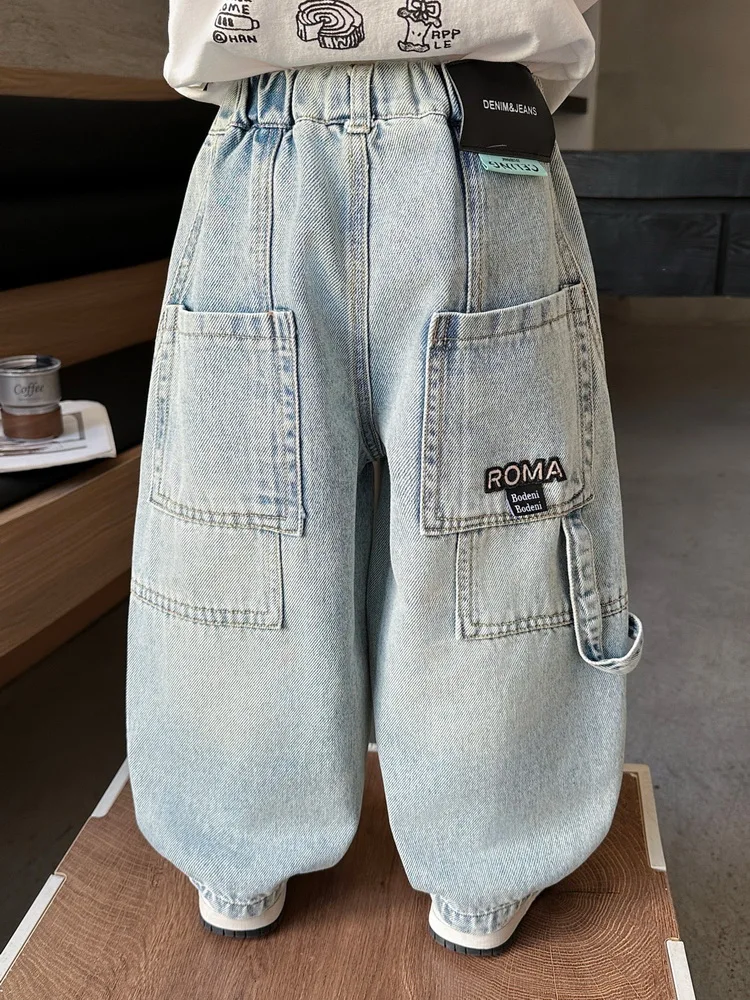 2-8Years High Quality Baby Boys Jeans for Boys Casual Loose Trousers Spring Autumn Children's Big Pocket Denim Pants