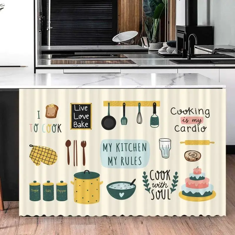 VIKAMA INS Kitchen Cabinet Self-Adhesive Half Curtain Cupboard Wardrobe Dustproof Short Home Decor