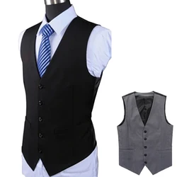 New Wedding Dress High-quality Goods Cotton Men's Fashion Design Suit Vest / Grey Black High-end Men's Business Casual Suit Vest