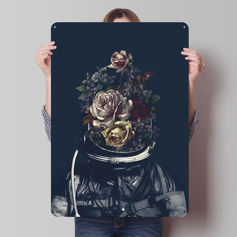 Flower Head II Printed Poster Customizable Wall Art Retro Vintage Metal Tin Signs for Home Room Bedroom Decoration Gaming Decor