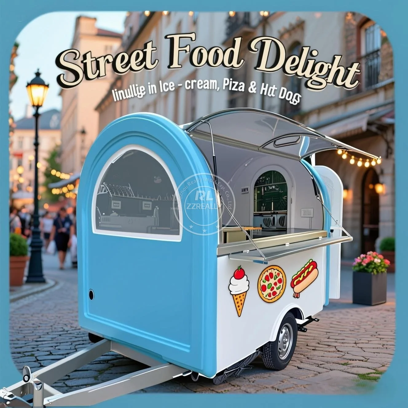 

Europe Street Mobile Coffee Bbq Food Trailer Fully Equipped Hotel Pizza Snack Fast Food Cart for Sale
