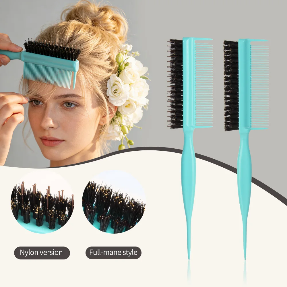 Salon-Grade 3-in-1 Styling Tail Comb, Anti-Static Boar Bristle Teasing Comb, Makeup Artist's Special Volumizing Tool, Anti-Static Tail Volumizing Comb, Women's Hair Styling Tool for Braiding and Updo