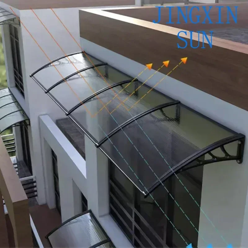 Outdoor Rainproof Gazebos PC Board Metal Bracket Pergola Eaves Household Rain Awning Window