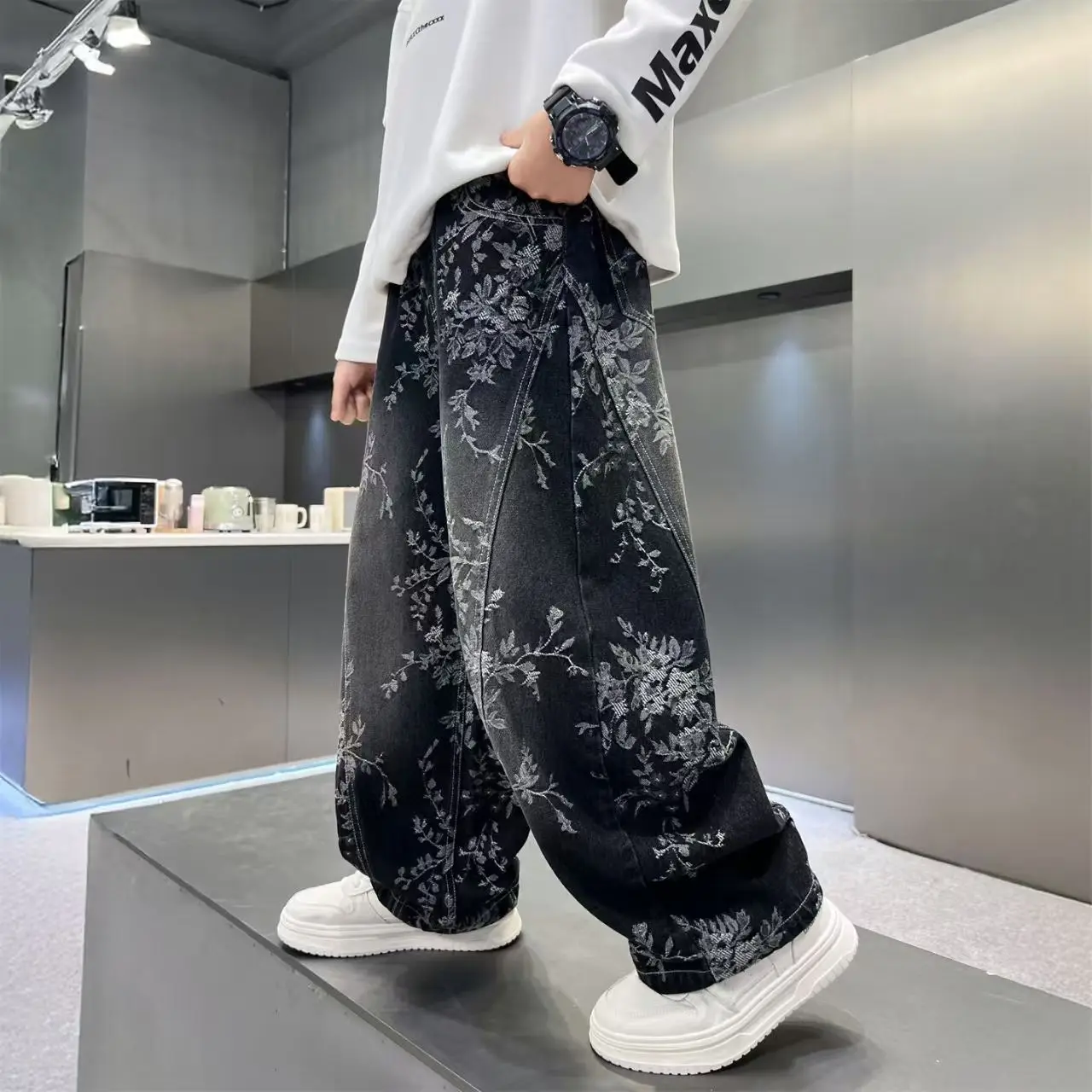 Boys' Jeans 2026 Printed New Spring And Autumn Fashion Casual Versatile Pants For Children And Girls Pants Trendy