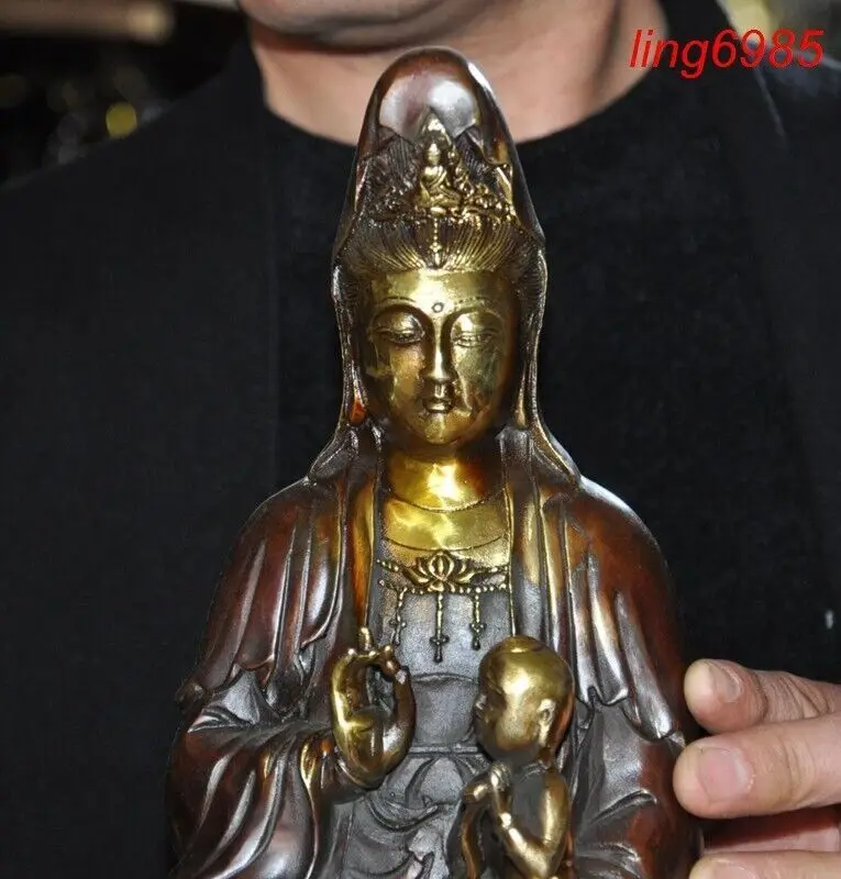 China Buddhism temple bronze gilt Kwan-Yin GuanYin goddess buddha statue