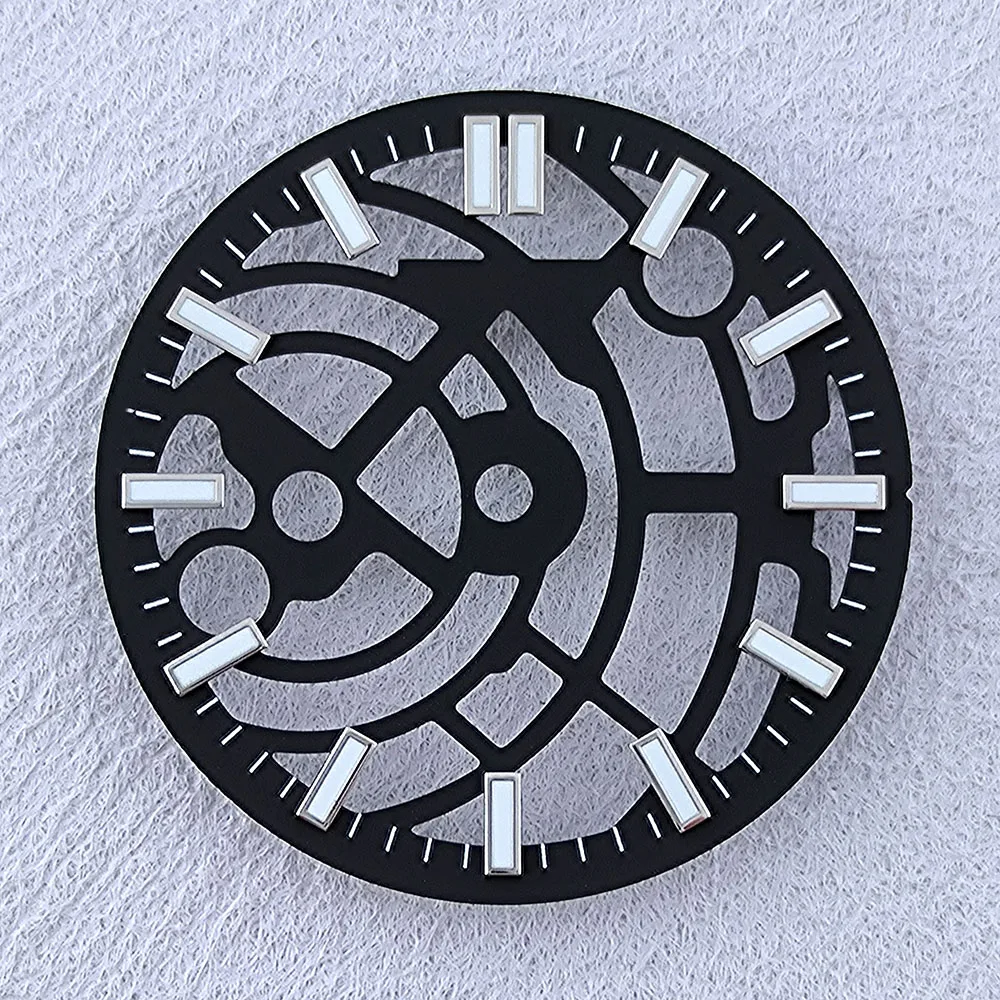 NH70 Полый циферблат для мужских часов, черный, синий циферблат, 28,5 мм, набор рук, синий светящийся циферблат, инструменты для ремонта механизмов NH70