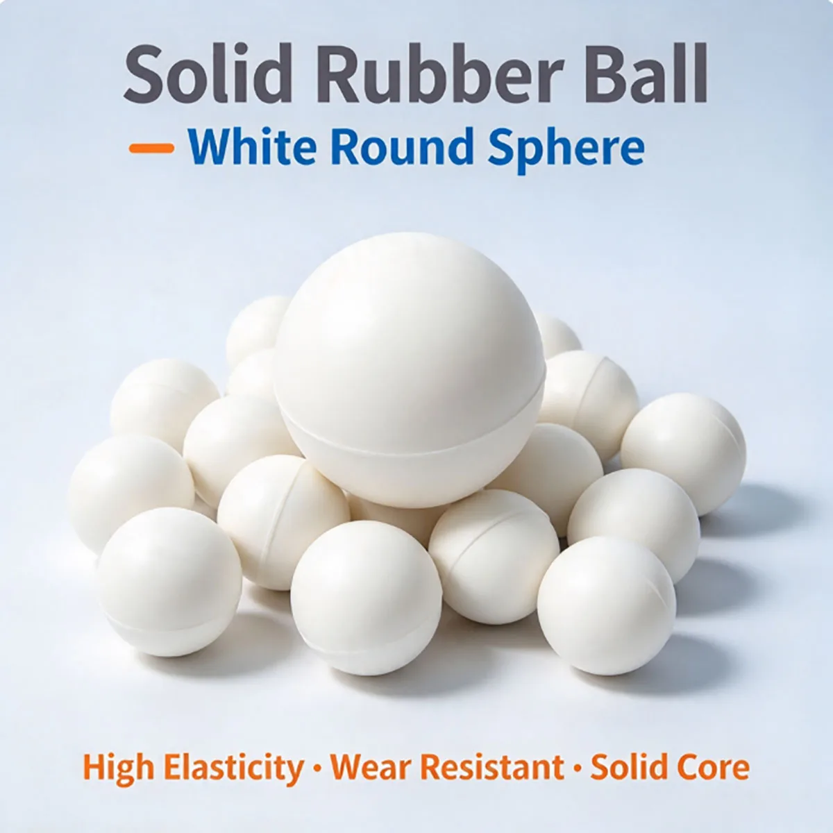 White Solid Elastic Rubber Ball, Dia 10/15/18/20/22/25/28/30/35/40/45/50mm, Industrial Solid Ball for DIY Engineering Components