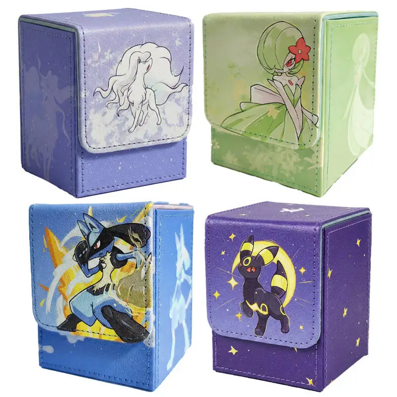 

PTCG Ninetales Lucario Gardevoir Umbreon Mimikyu DIY Large Capacity Leather Card Box Thickened Game Collection Card Storage Box