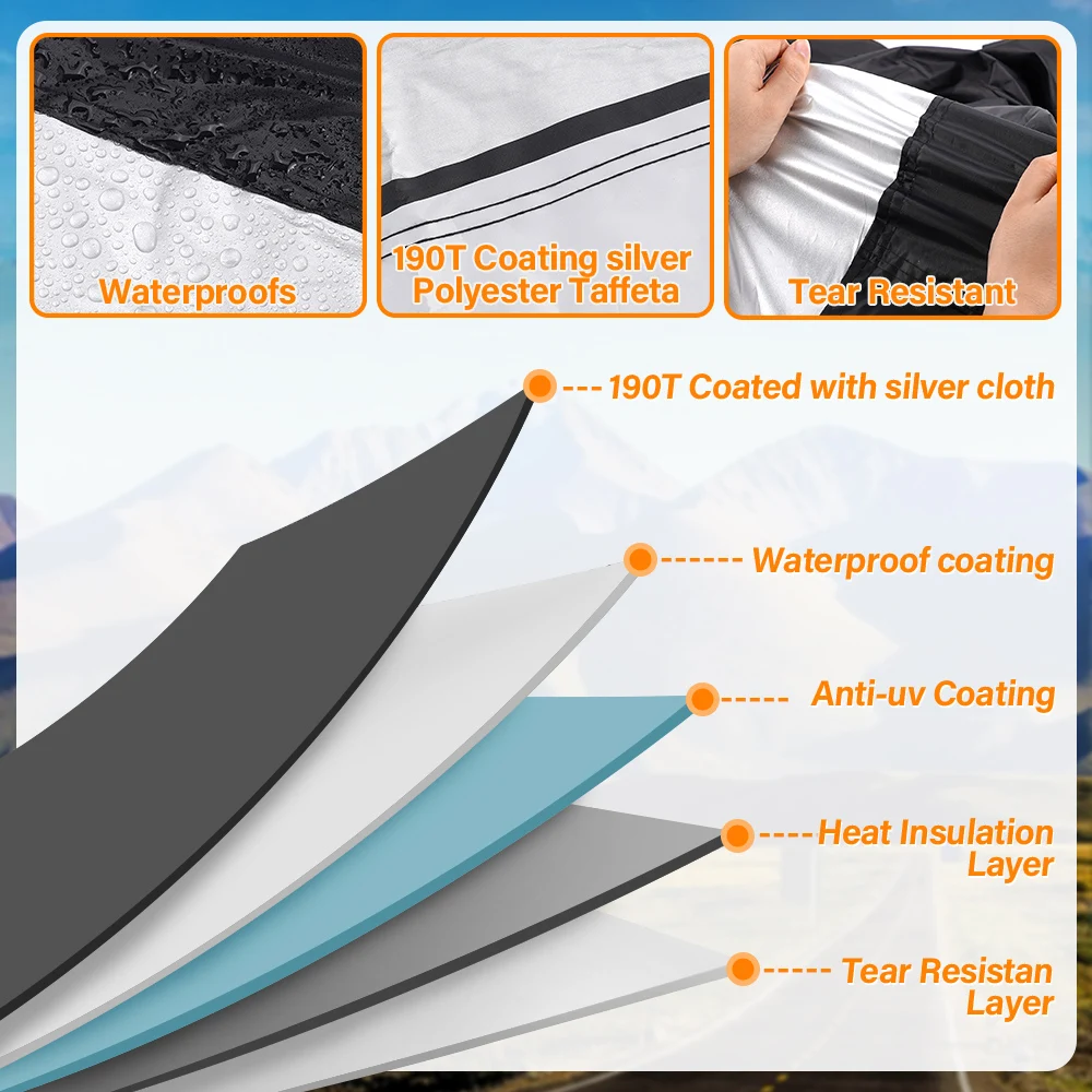 Motorcycle Cover XXXXL 190T Polyester Bike Cover Sunscreen Rainproof Dustproof Cross-border  Waterproof Outdoor Motorcycle Tarp