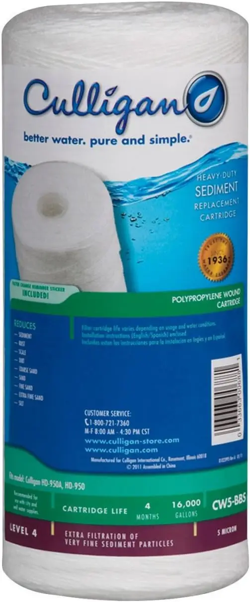

Whole House Water Filter Cartridge Replacement - Reduces Sediment, Rust, Dirt & Scale, 5 Micron, 8 GPM, 4-Month Life