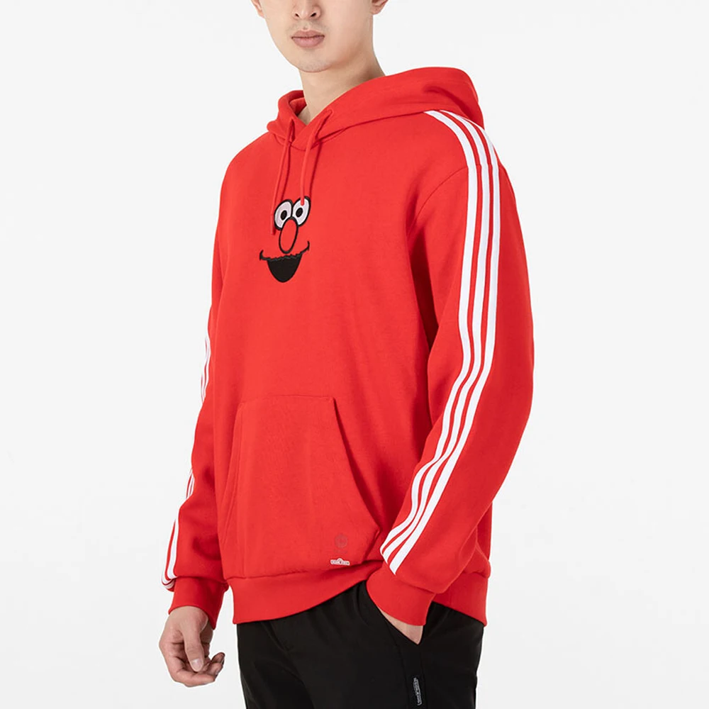

Adidas Originals Stylish Red Hooded Sweatshirt Iconic Elmo Image Comfortable For Campus And Leisure