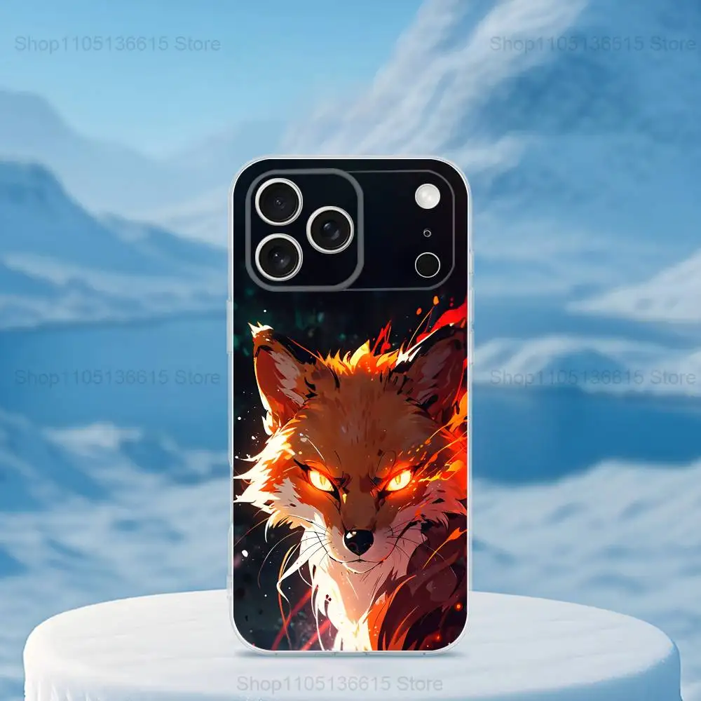 Funda de teléfono Cool Painting Art Fox para iPhone 16,15,14,13,12,11,17 Pro,Max,Plus,X,XS,XR,SE,Mini cubierta suave transparente