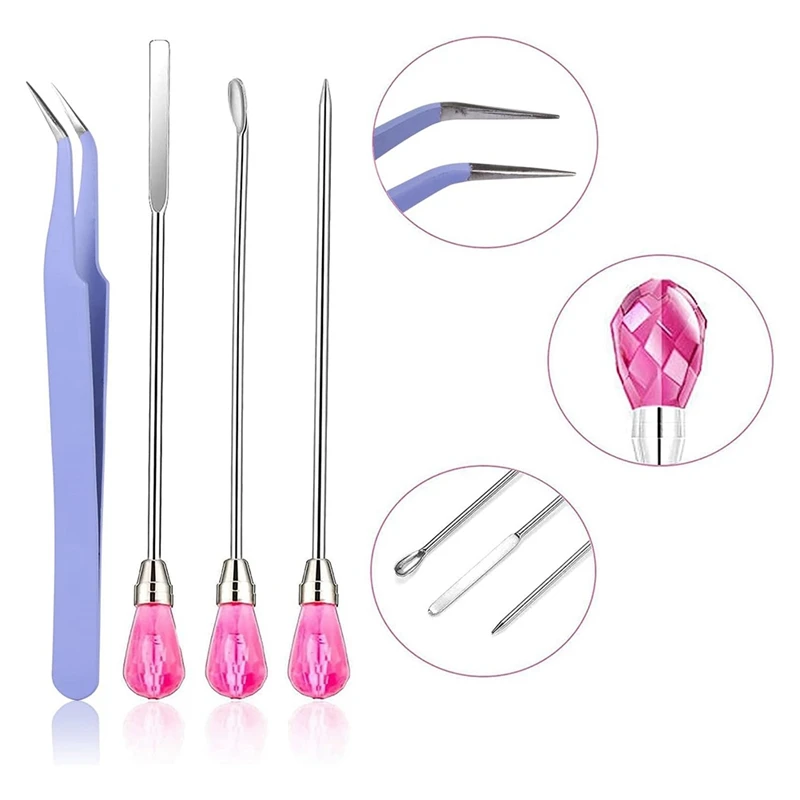 Agitando Agulha Colher Tool Set, Resina Mold Tools, Precision Kit, Pinças, 11 pcs
