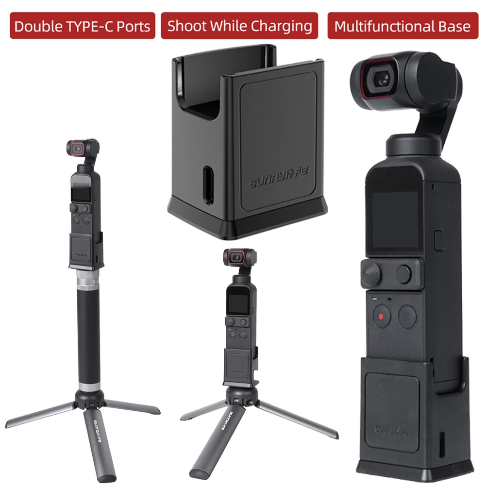 Camera Charging Base Tripod Adapter Fixed Holder 1/4 Tripod Mount for DJI Pocket 2/Osmo Pocket Gimbal Tripod Gimbal Accessaries