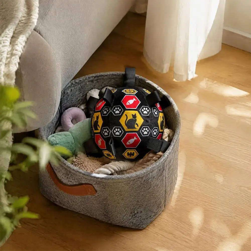 Pet Entertainment Toys for Use Stuffed Football Dog Toy with Bell Plush Chew Ball for Small to Medium Dogs Fetch Toy for Outdoor