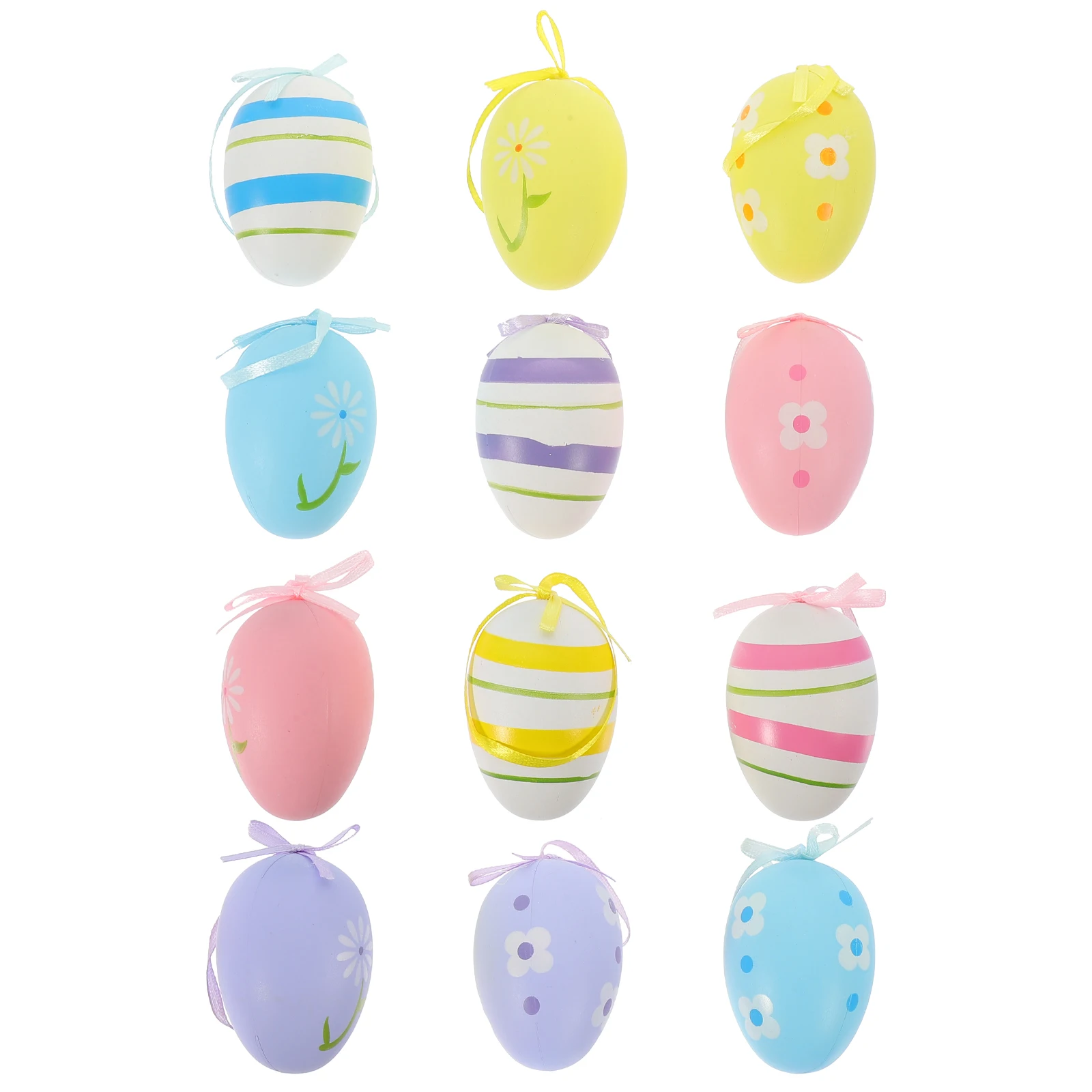 

12 Pcs Colorful Easter Egg Ornament Adorable Decorative Hanging Accessories Bright Room Tree Easter Party Gifts