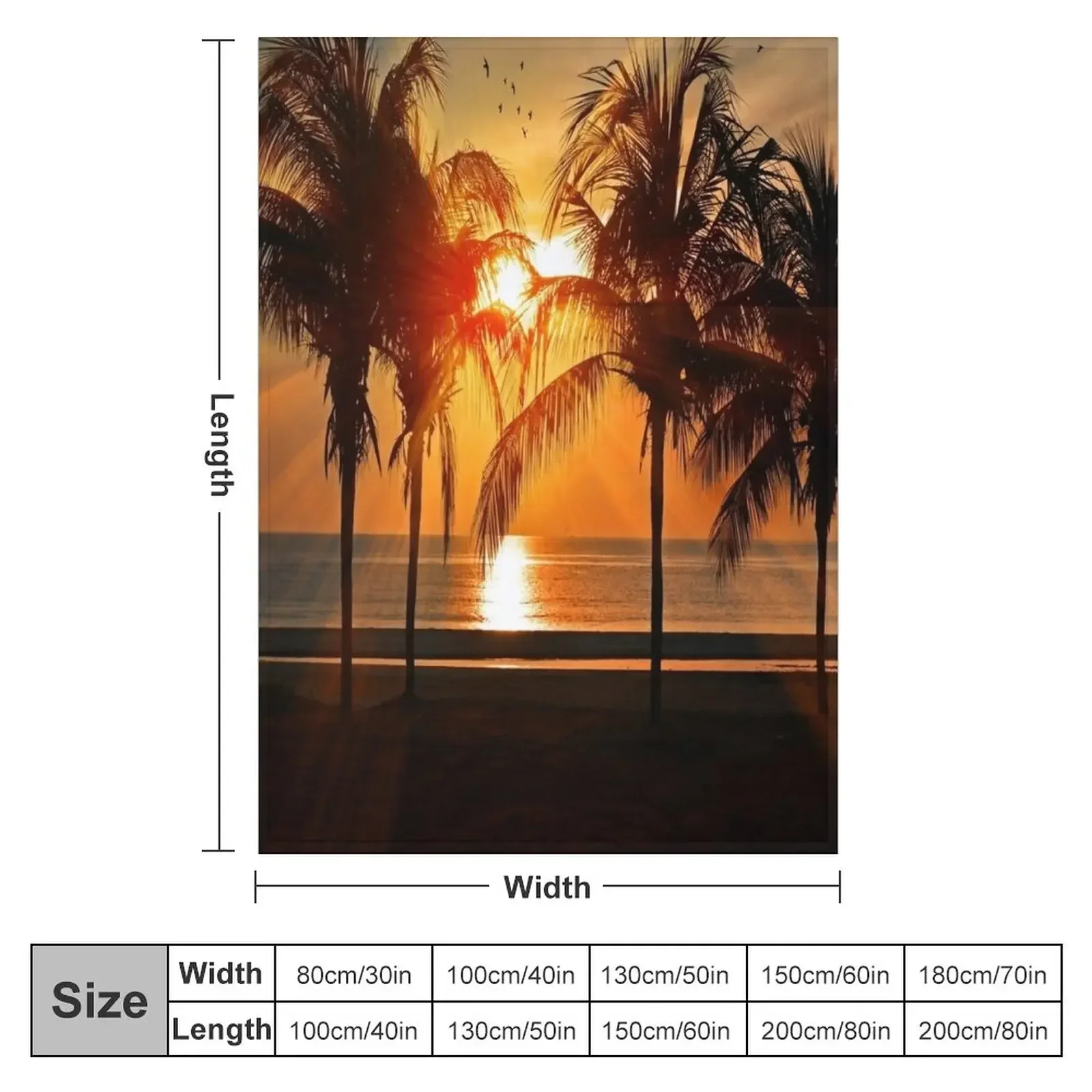 DI COLLECTION-SUNRISE OVER TROPICAL BEACH PALM TREE OCEAN Throw Blanket Plush for winter Luxury Designer Blankets