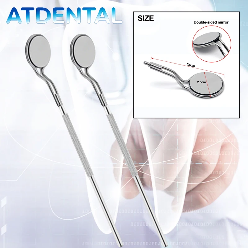 

2 шт. двусторонних многоразовых стоматологических зеркал с родиевым покрытием и защитой от запотевания для осмотра полости рта