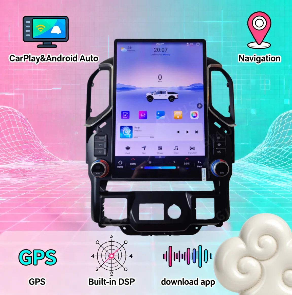 

Android 14 Carplay 15,6-дюймовый сенсорный экран автомобильный радиоприемник стерео для Chevrolet Silverado GMC-Sierra 2019-2022 GPS-навигация головное устройство