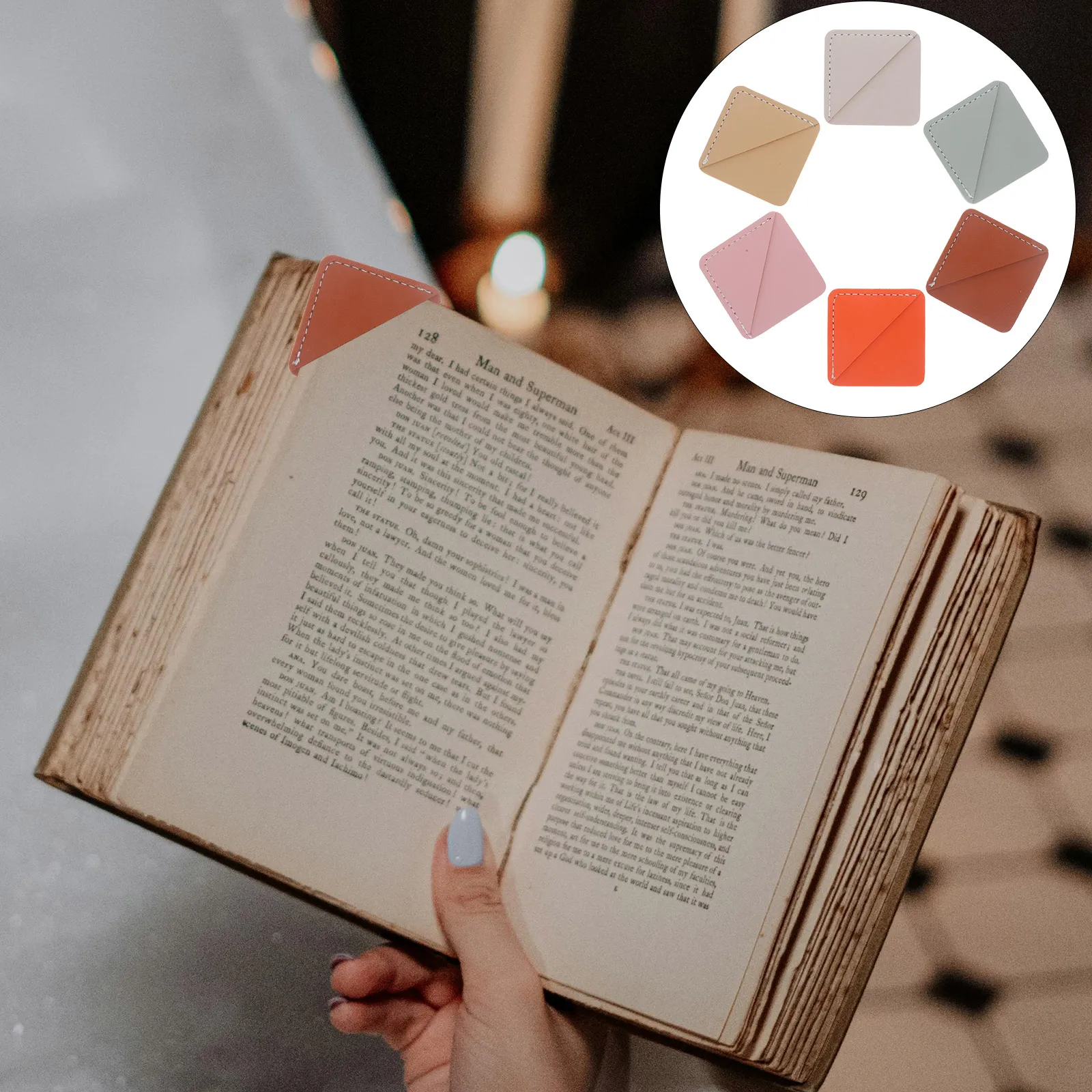 6pcs Book Protectors Pu Page Cover For Books Scrapbooks Photo Albums Gift Bookmark Student Corner Bookmark Handmade Read