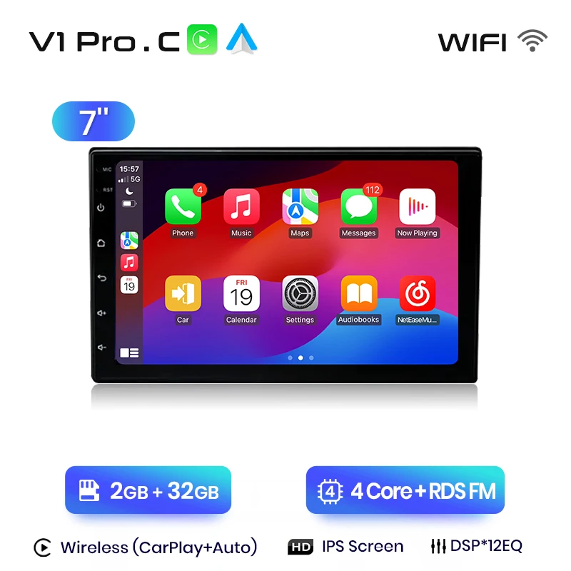 Junsun 7 9 10'' Universele Autostereo Radio CarPlay Android Auto voor VW Fiat Renault Nissan Peugeot Ford Hyundai Kia Honda Toyota Seat IPS Scherm Multimedia Speler Slimme intelligente systemen 2 Din
