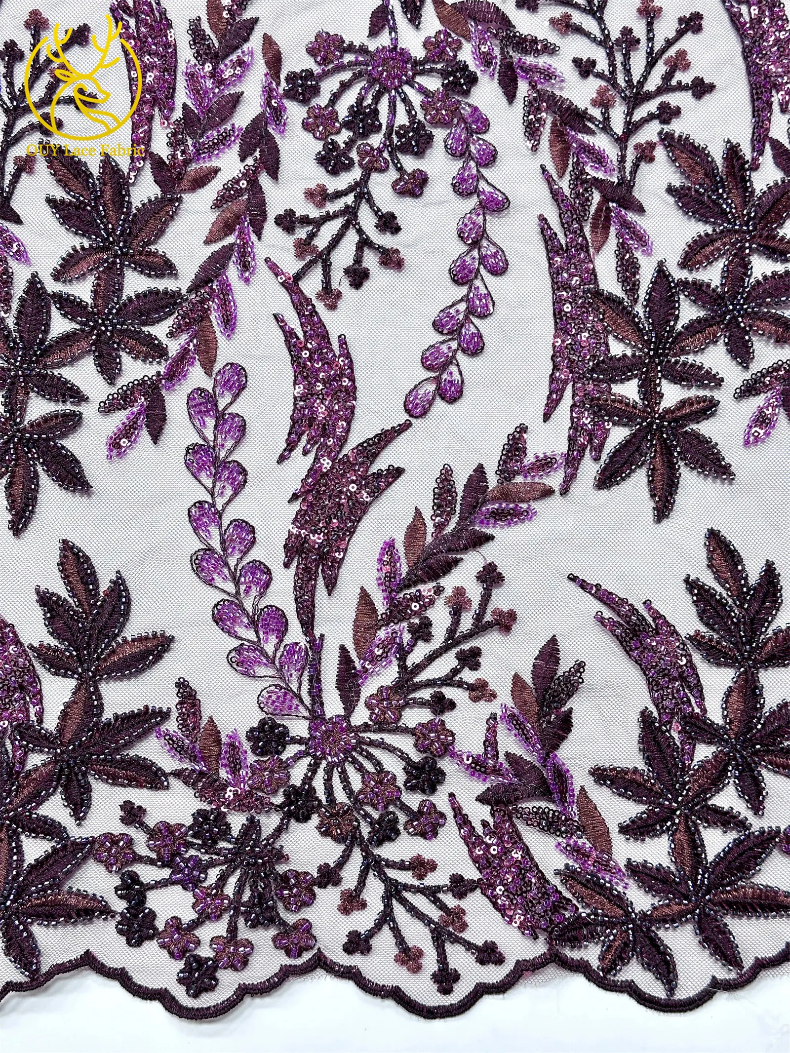 2026 Eleganter Afrikanischer Pailletten-Stickerei-Spitzenstoff 5 Yards Hochwertige Französische Perlen-Spitze Nigerianisches Party-Abendkleid Nähzubehör – Detail 8