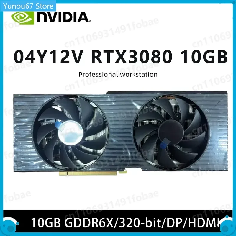 For RTX 3080 GPU 04Y12V 10GB GDDR6X 320bit Graphics Card For PC Support HDMI DP PCI Express 4.0 x16 Double Fan Video Card