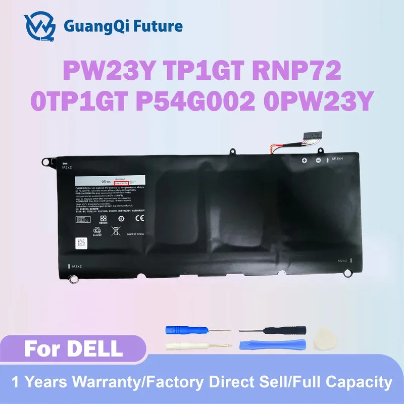 

PW23Y Аккумулятор для ноутбука 7895 мАч 60 Втч Новая замена TP1GT RNP72 0RNP72 0TP1GT для Dell XPS 13 9360 13-9360-D1605G 13-9360-D1605T 1
