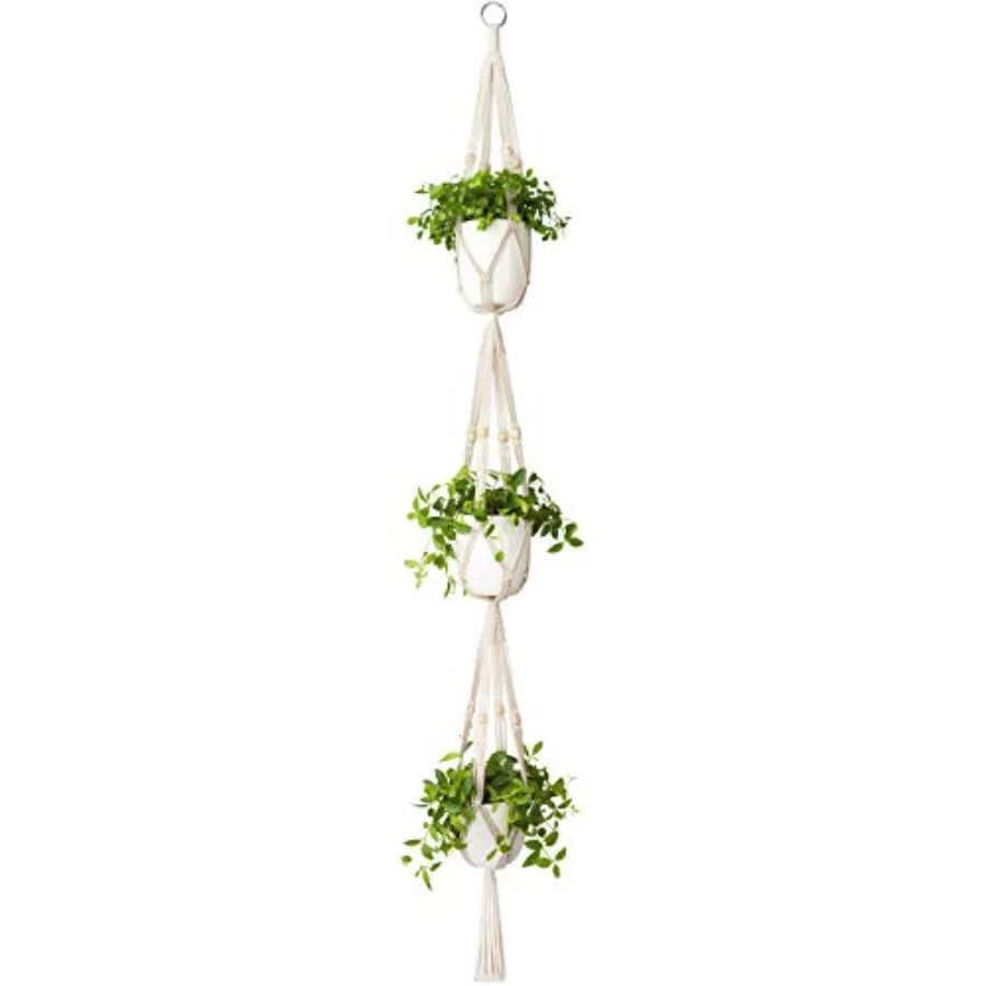 

Macrame Plant Hanger 3 Tier Indoor Outdoor Hanging Planter Basket Cn Rope with Beads 70 Inches