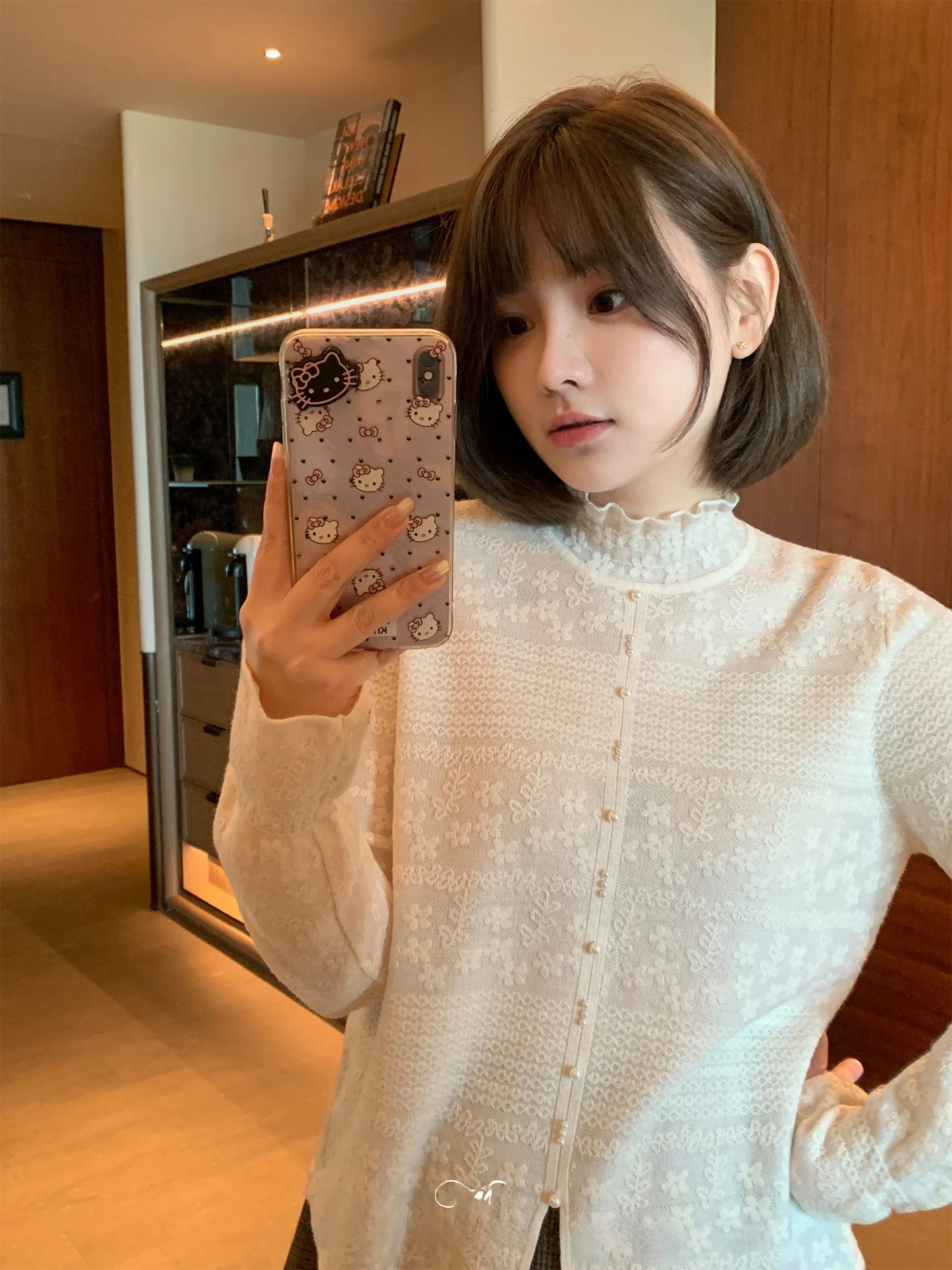 

Maixi plus Size Women's Knitted Top Embroidered Loose Long Sve f High Collar Wooden Spring Slimming Casual Wear