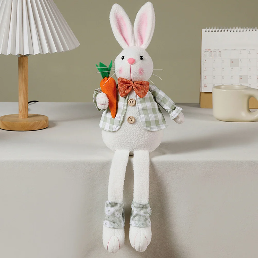 Coniglietto pasquale animale di peluche materiale morbido aspetto realistico tavolo divano libreria ornamento decorazione coniglietto pasquale
