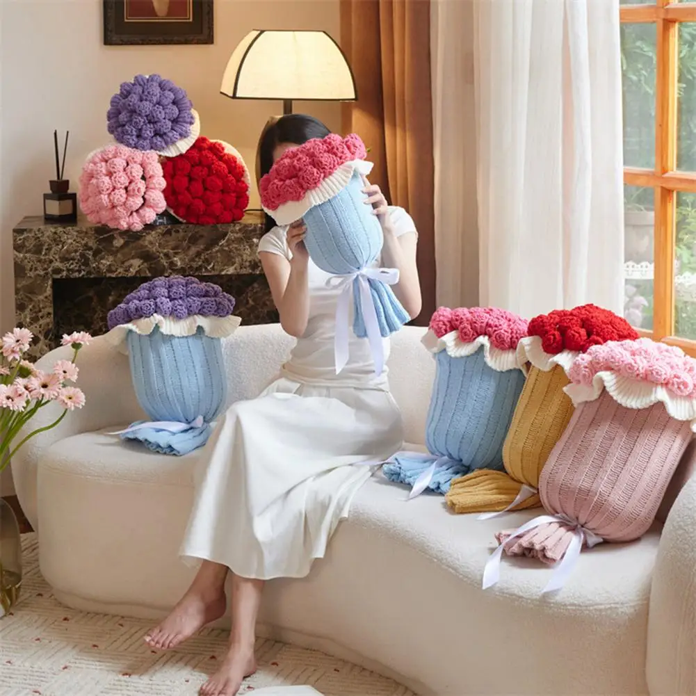 

Декоративная подушка с букетом роз Яркая подушка с дизайном роз Букет роз Декоративная вязаная подушка Одеяло для дивана на День святого Валентина