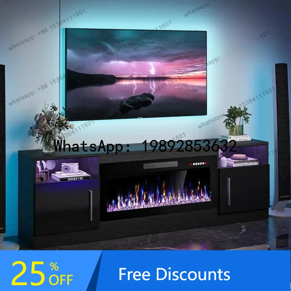 

Wood High Gloss Fireplace with TV Stand 36" inch Electric Fireplace Up to 80" TVs, LED Light Entertainment Center