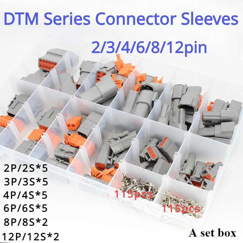 24 Set DTM Series Connector Kit 2/3/4/6/8/12pin Male/female Waterproof Insert Automotive Motorcycle Cable Harness Plugs