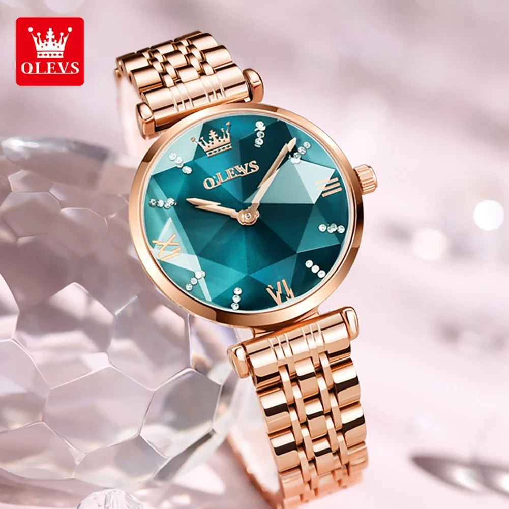 OLEVS Elegant Watch Women Top Brand Luxury Casual Rhombus Mirror Fashion Waterproof Original Quartz Wristwatches Reloj De Mujer