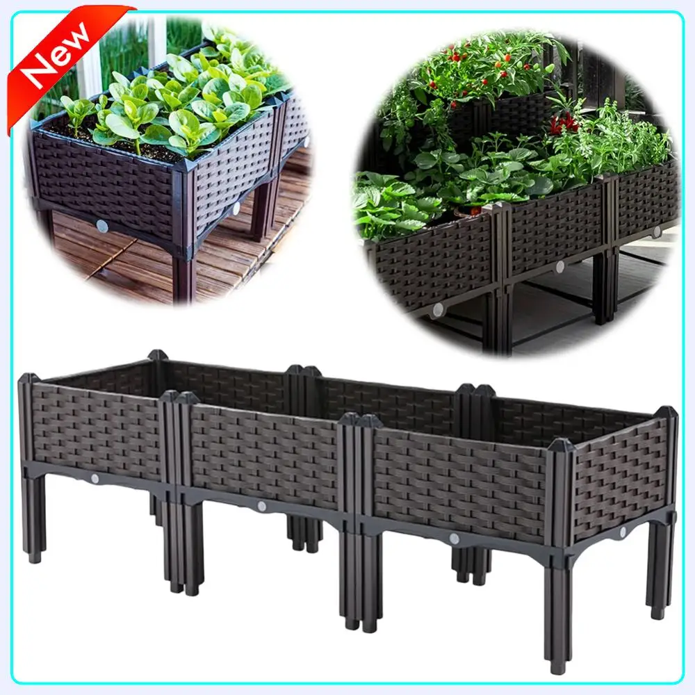 

Plastic Planting Container with Drainage Holes Propagation Box with Legs Raised Bed Elevated for Garden Patio Balcony Restaurant