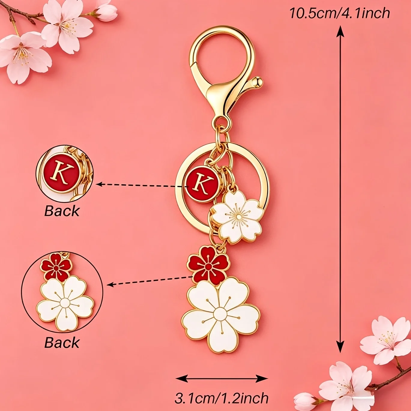 New Creative Floral Keychain for Women Cute Japanese Cherry Blossom Bag Charm Key Holder Fashionable Accessory