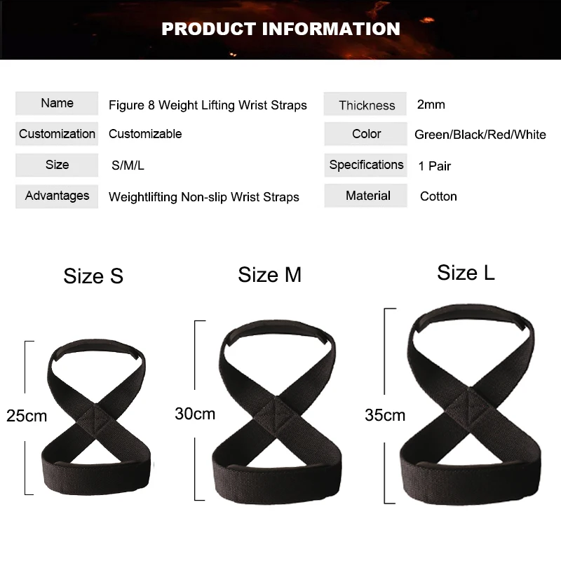 Anti-Slip Figure 8 Padded Weight Lifting Cotton Straps,Hand Support,Deadlift Powerlifting Sport Safety,Pull-ups Bands