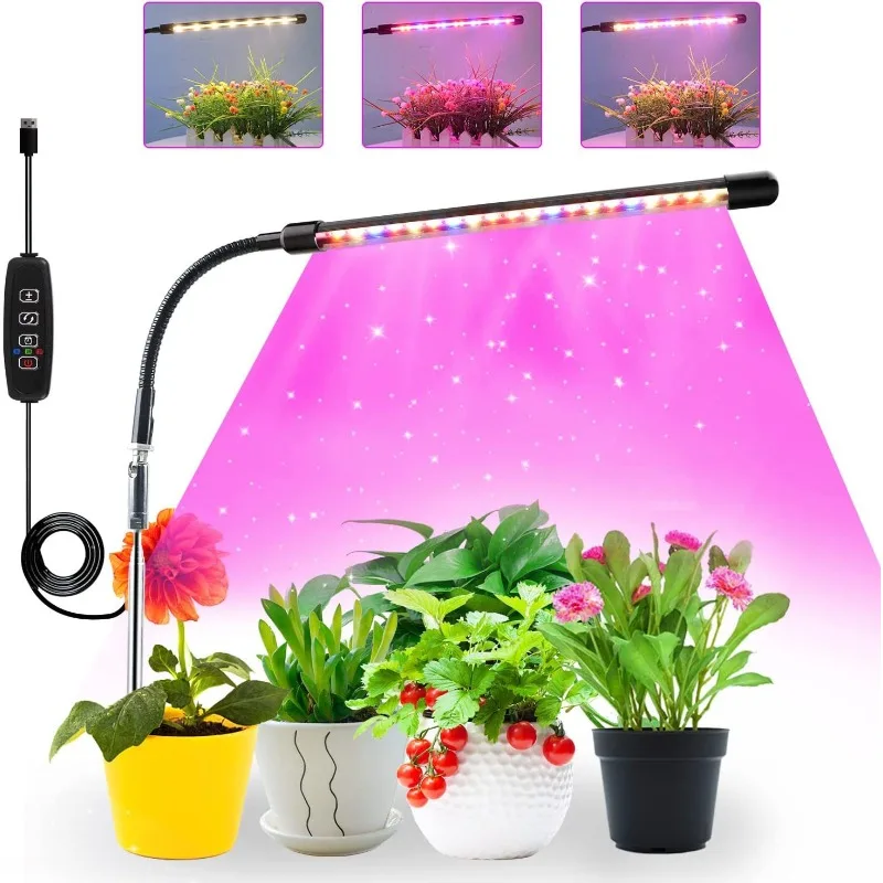 USB LED Plant Grow Light Indoor Garden 10 Dimmable Levels Grow Light Full Spectrum Timer Setting Hydroponic Greenhouse