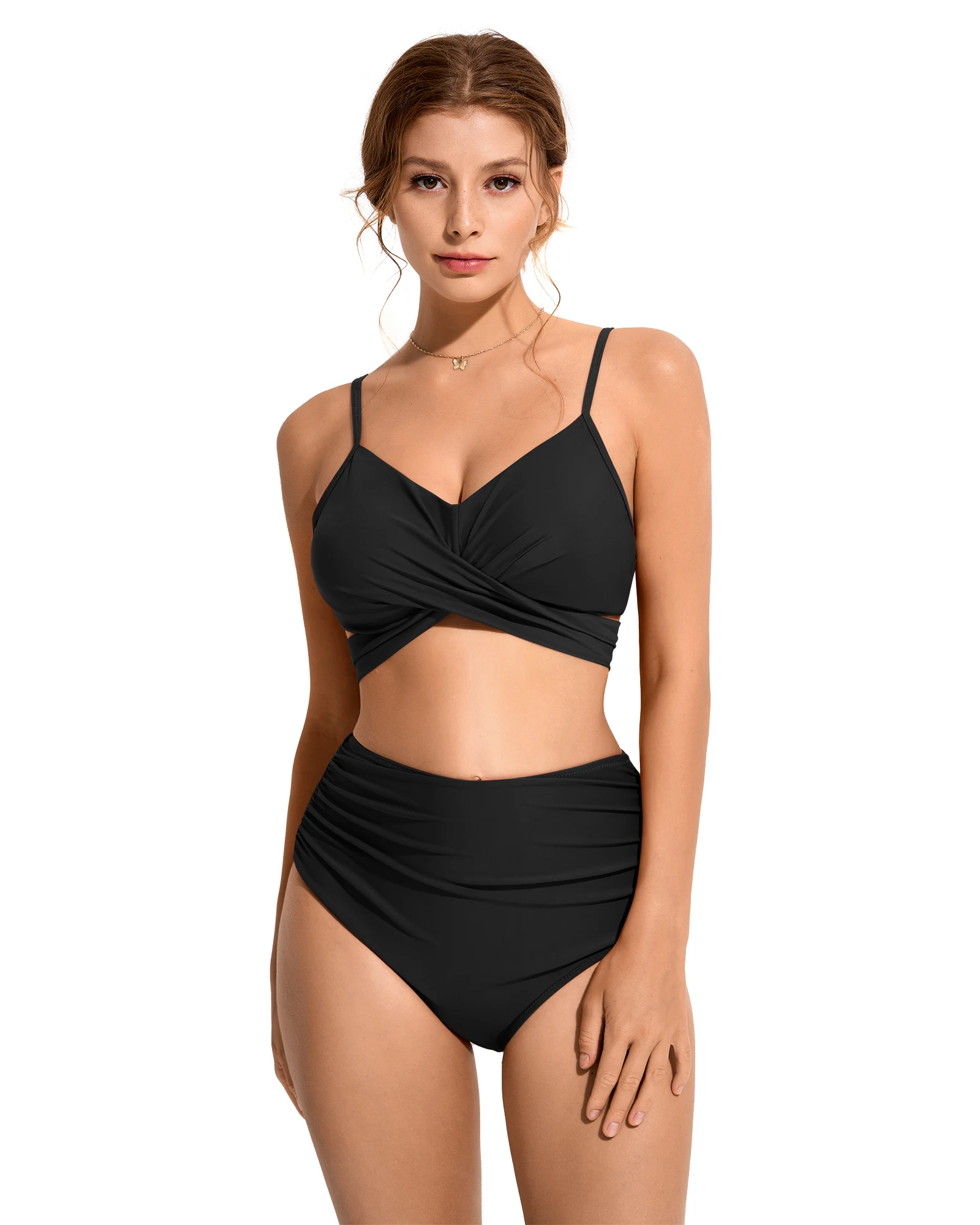 Bikini Push-Up para Mujer, Traje de Baño Sexy 2026, Conjunto de Bikini Brasileño de Cintura Alta, Traje de Baño Sólido para Playa
