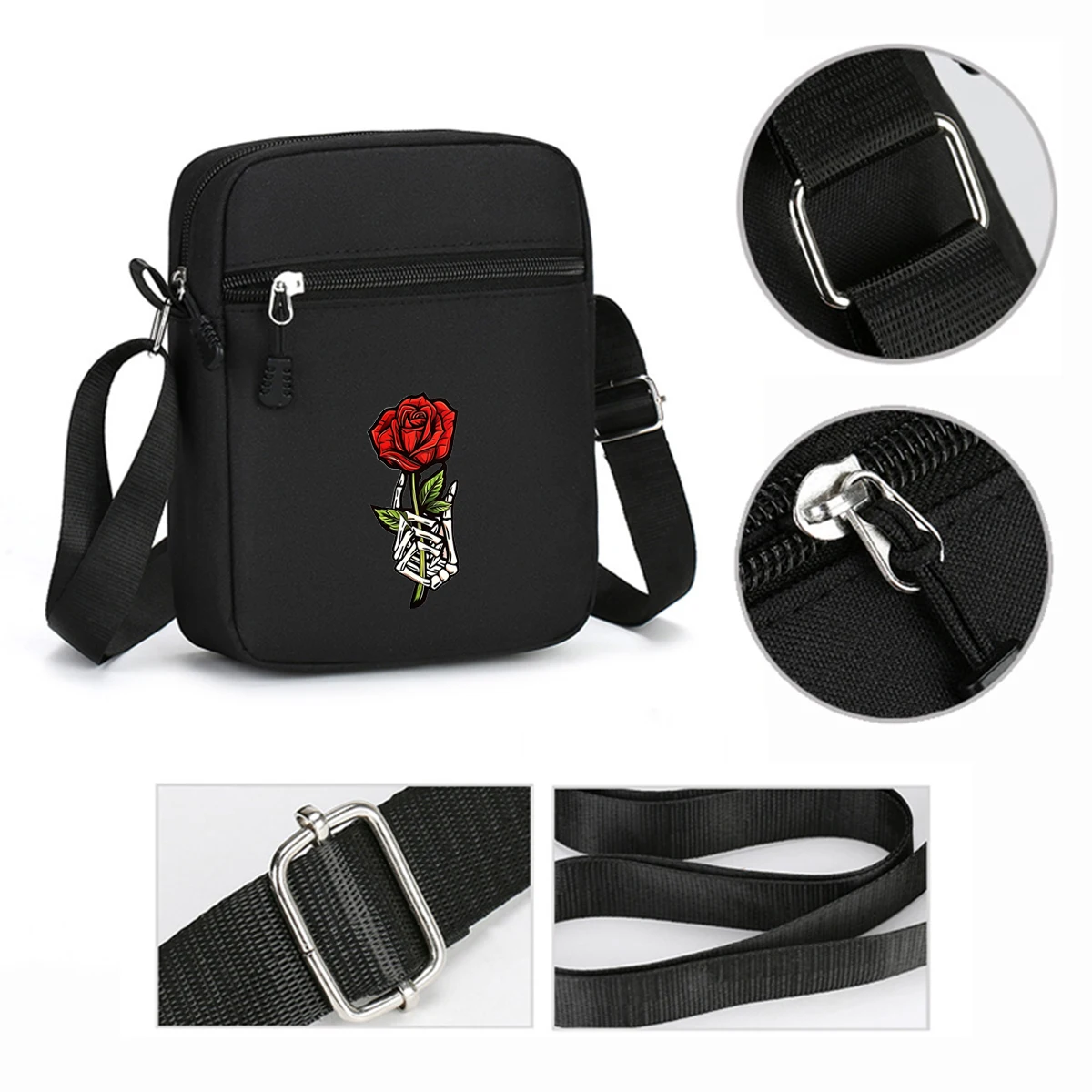 2pcs Rose Print Baseball Cap&Crossbody Bag Set-Snapback Hat-Baseball Cap-Streetwear Style,Casual Wear-Urban Fashion Accessory