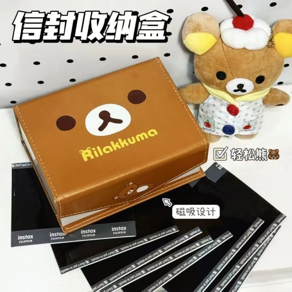

Kawaii Rilakkuma Torage Box Cute Anime Cartoon Multi-functional Desktop Magnetic Dustproof Storage Box Large Capacity Girls Gift