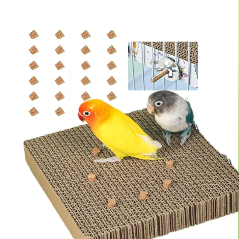 

Bird Perch Stand Platform with Cardboard cork toy Parrot Chewing Toys Small Birds Paw Grinding Perch Bird Cage Accessory S/L