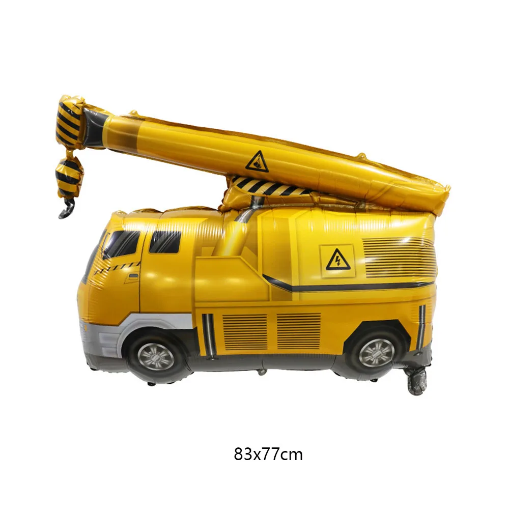 Construction Foil Balloons Excavator Dump Truck Forklift Mixer Crane Foil Ballon for Boys Construction Birthday Party Decoration