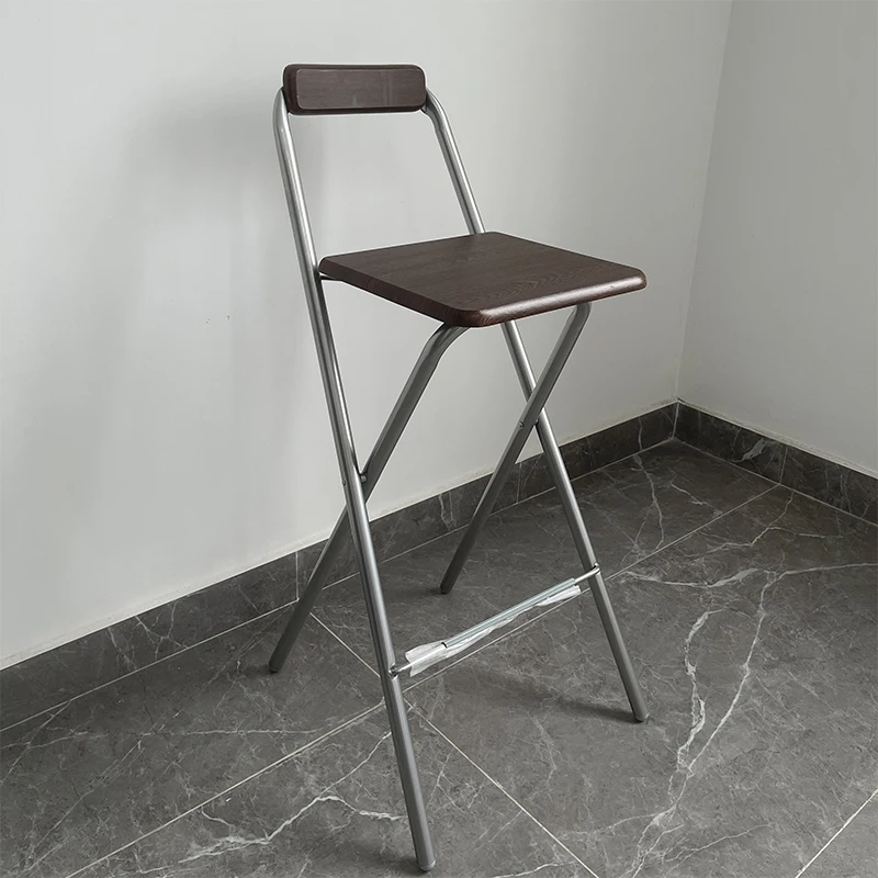 

Foldable High Chair Modern Bar Stool with Backrest Creative Counter Stool for Cashier Desk Stable Load-bearing Home Furniture