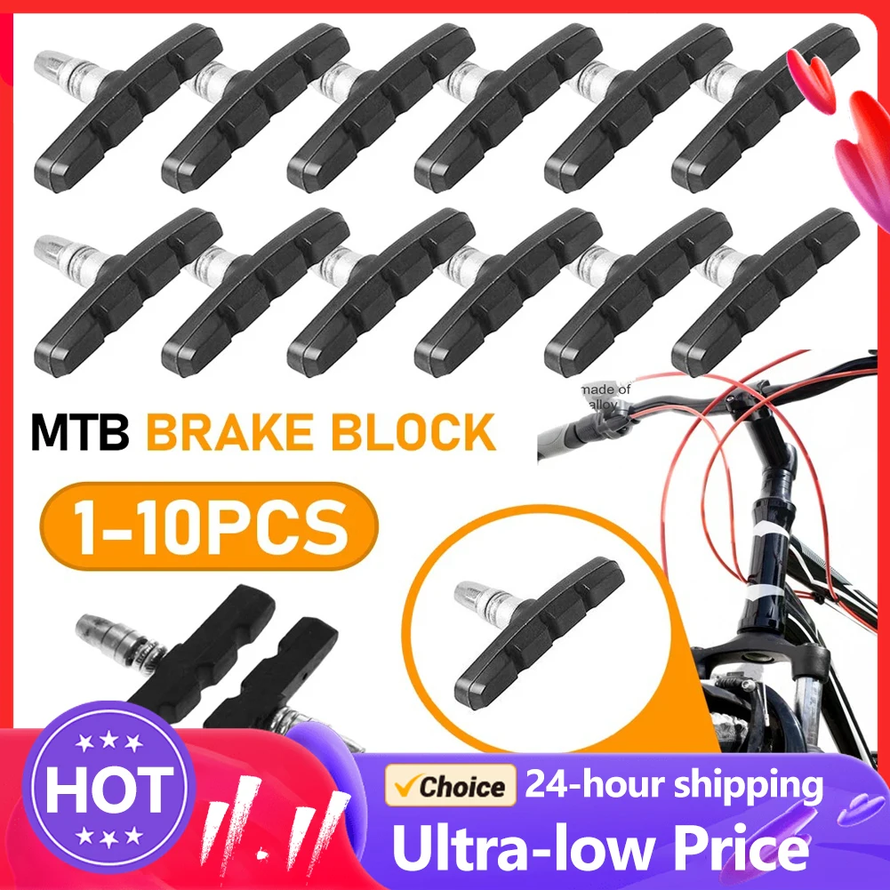 1-10pcs Bicycle Brake Pads Cycling Bike V Brake Holder Pads Shoes Blocks Rubber Friction Rim Brake MTB Road Bike Brake Pads