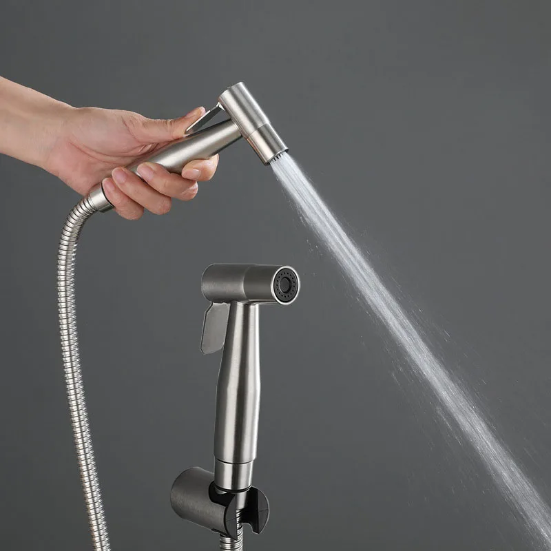 Protable Self Cleaning Hand Toilet Bidet Sprayer Gun Black Stainless Steel Anal Faucet Wc Wash Cleaning Shower Head Wall Holder