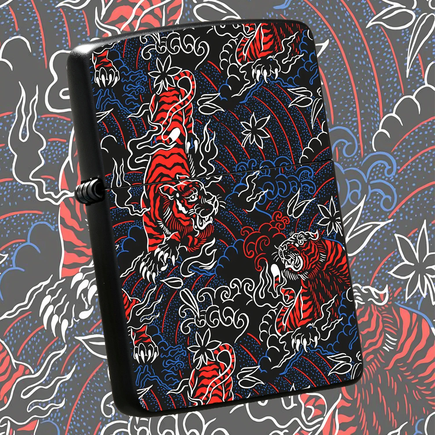 Stylish Ukiyo-E Style Tiger Pattern Lighter, Vintage Aesthetic Portable Ignition Accessory, Perfect For Daily Use Outdoor Gathering Various Occasions, Unique Creative Nice Gift For Friends And Hobbyists Interesting And Humorous Lighters