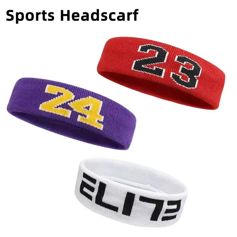 Cotton Sports Headband Number 24 High Elastic Antiperspirant Sweatband Basketball Tennis Adults Kids Gym Fitness Sweat Hair Band